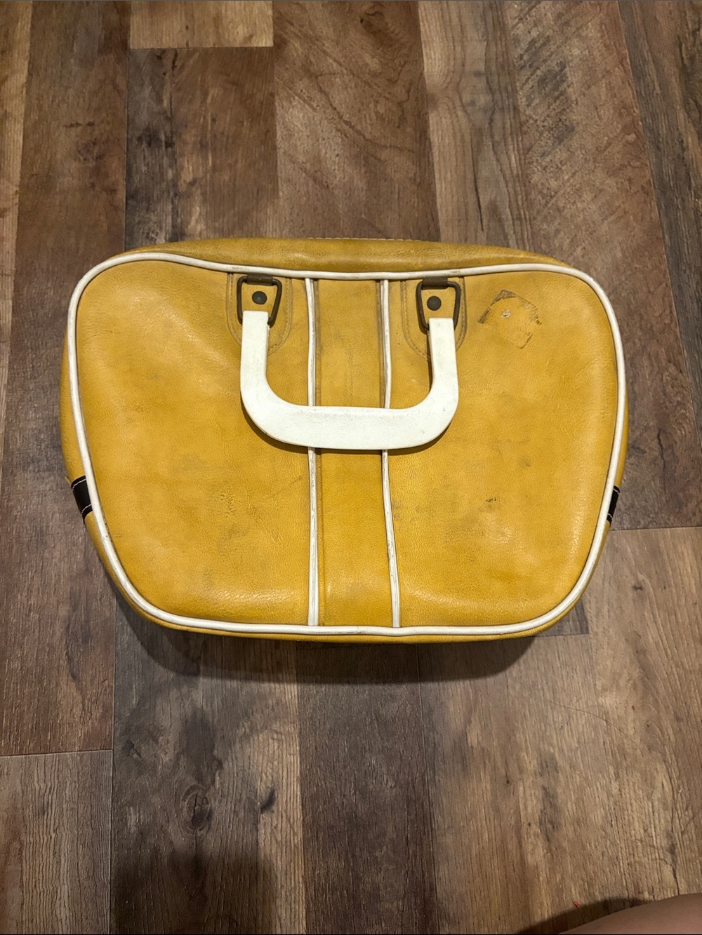 Vintage Yellow Bowling Ball Travel Carry Bag with White Trim
